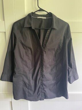 Riders by Lee Indigo Women's Bella Quarter Sleeve Woven Shirt, Black, X-L